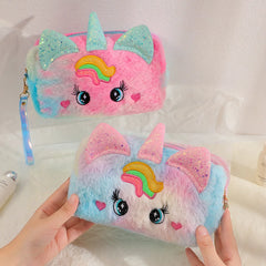 ELMAS Adorable Unicorn Plush Pencil Case for Girls