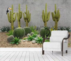 ELMAS Custom Tropical Cactus Wallpaper 3D Nature Mural - Al Masam Stationery LLC