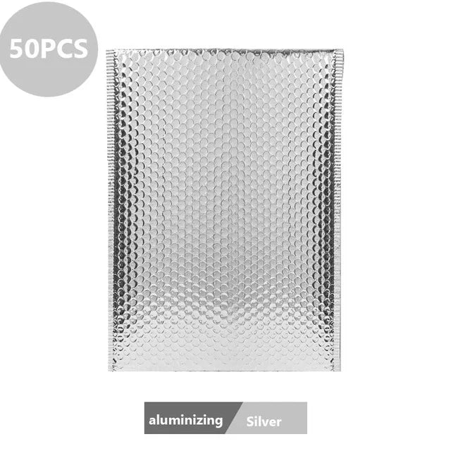 ELMAS 50Pcs Holographic Bubble Mailer Rose Red Shipping Bag - Al Masam Stationery LLC