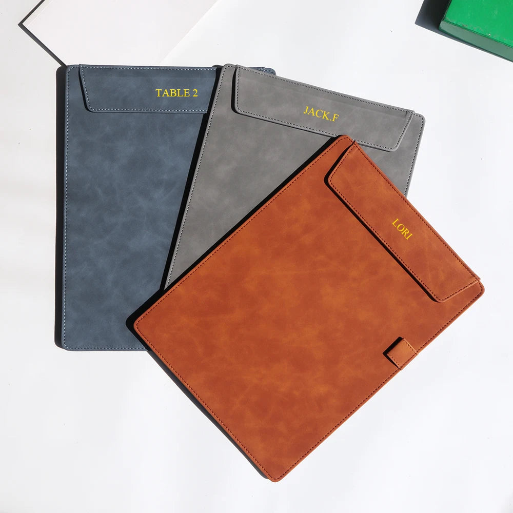 ELMAS Premium Leather A4 Clipboard Folder with Logo - Al Masam Stationery LLC