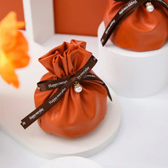 ELMAS Shrinked Leather Candy Bag Wedding Favors Gifts - Al Masam Stationery LLC