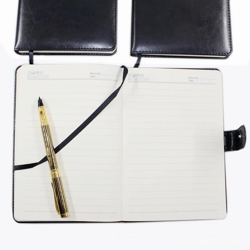 ELMAS 25K Buckle Black Leather Notebook A5 Business - Al Masam Stationery LLC