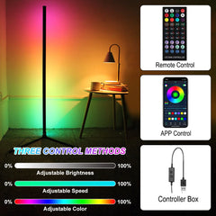 ELMAS 160cm Smart Tuya Corner RGB Floor Lamp for Mood