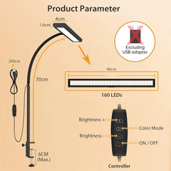 ELMAS Flexible LED Desk Lamp with Stepless Dimming & Eye Care