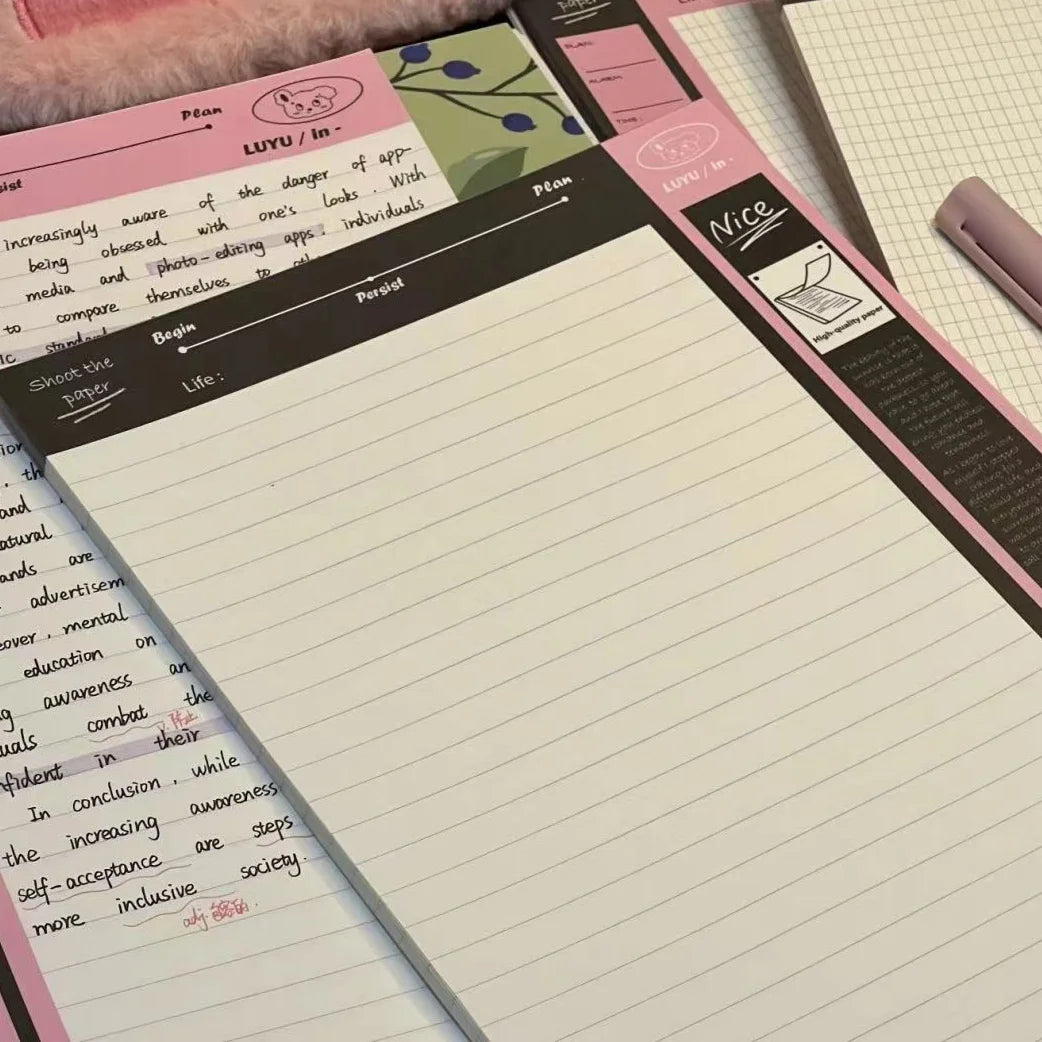 ELMAS Milk Salty Black Pink B5 Tearable Kawaii Notebook - Al Masam Stationery LLC