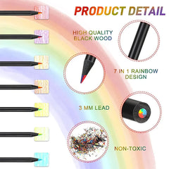 ELMAS 10 Pcs Colored Black Wood Pencils for Art