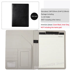 ELMAS Elegant Grey A4 Leather Portfolio Folder for Professionals