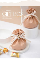 ELMAS Shrinked Leather Candy Bag Wedding Favors Gifts - Al Masam Stationery LLC