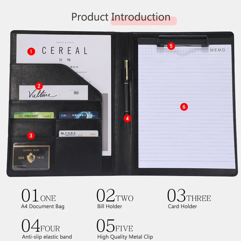 ELMAS Premium Leather A4 Portfolio Organizer Folder - Al Masam Stationery LLC