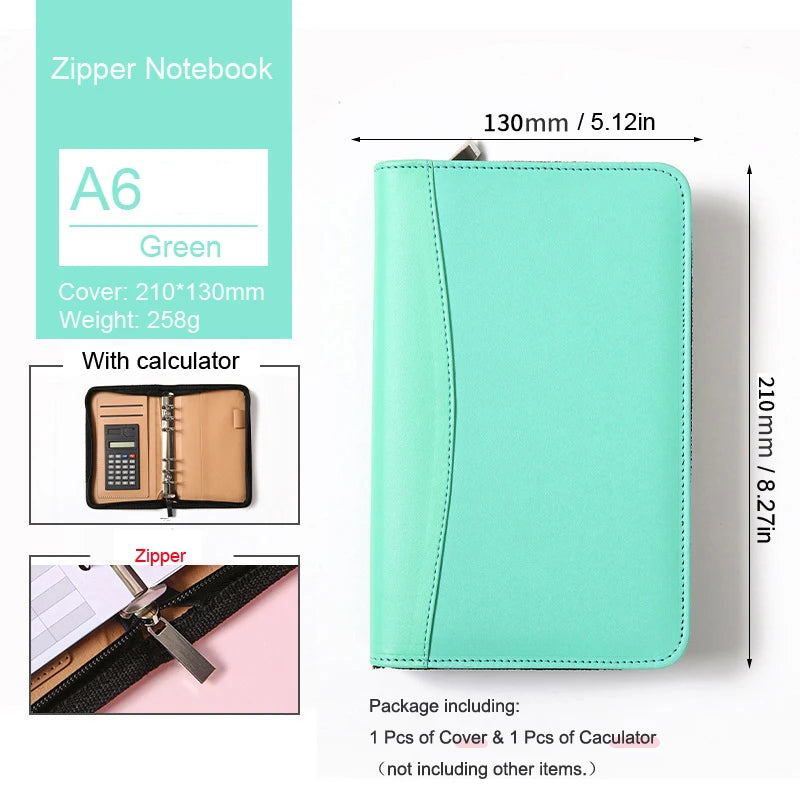 ELMAS Stylish A6 Leather Binder Planner with Calculator - Al Masam Stationery LLC