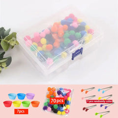 ELMAS Rainbow Counting Pompoms Sorting Cup Toys