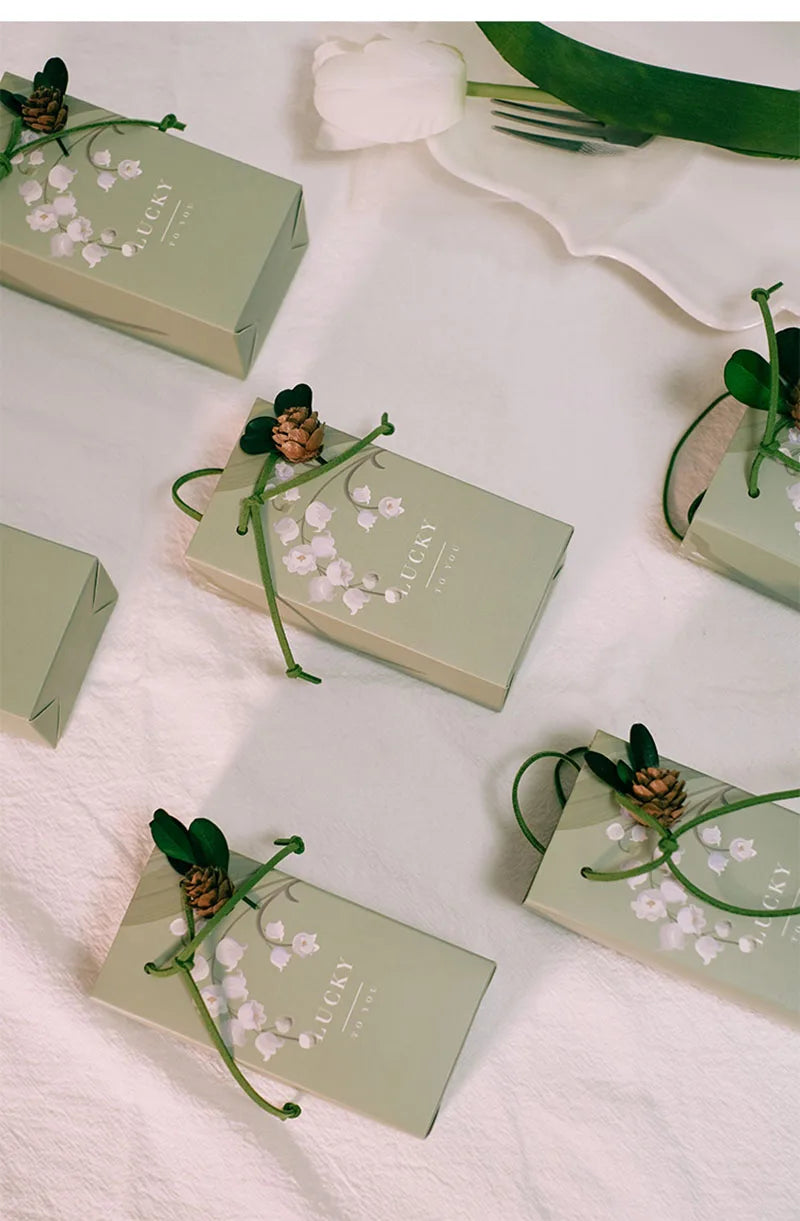 ELMAS Elegant Square Gift Bags With Artificial Flower - Al Masam Stationery LLC