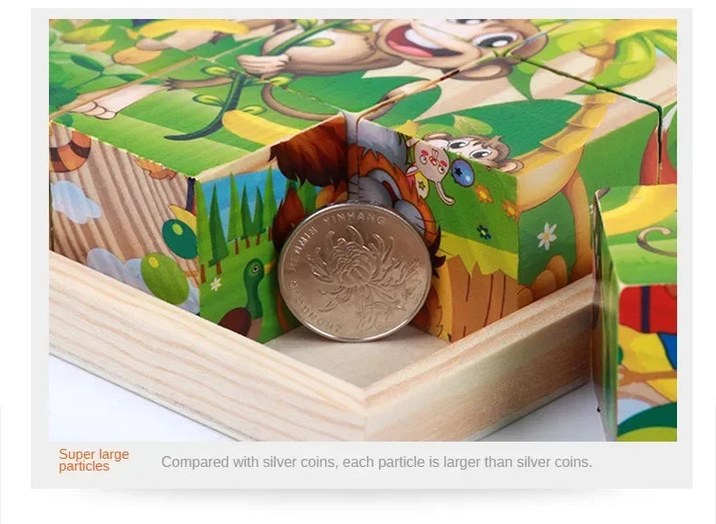 ELMAS 3D Cube Wooden Puzzle Montessori Learning Toy - Al Masam Stationery LLC