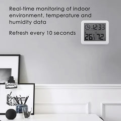 ELMAS Modern Digital Desk Clock with Temp & Humidity Display