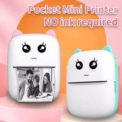 Mini CAT portable thermal printer print photo pocket thermal label printer 58mm printing wireless Bluetooth Android iOS printers - Al Masam Stationery LLC