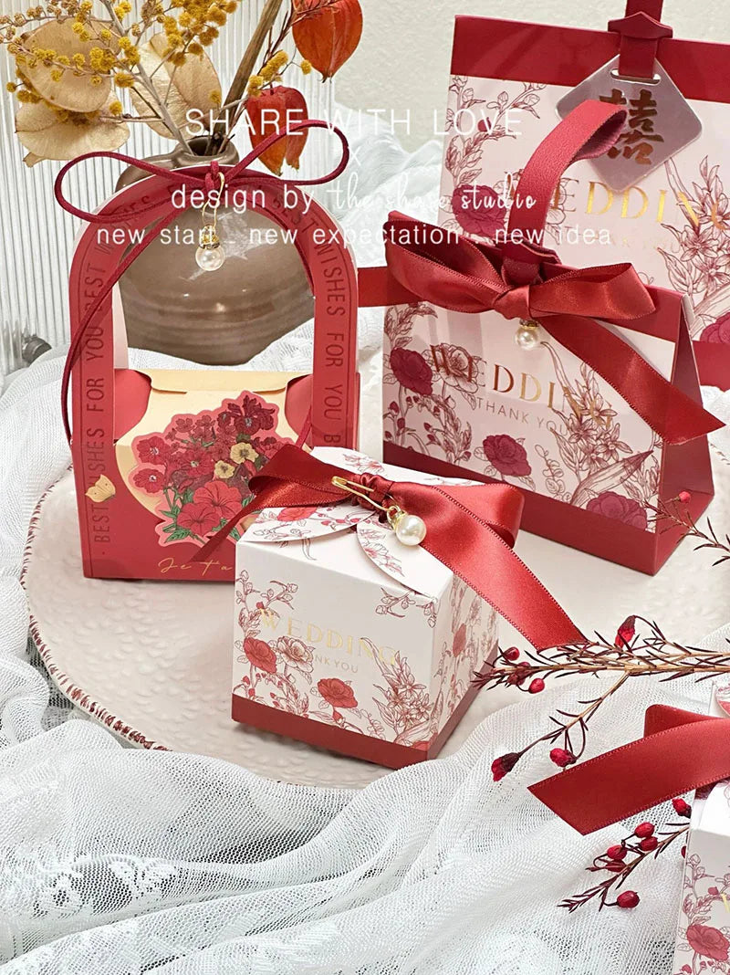 ELMAS 10/30/50Pcs Flower Wedding Boxes With Ribbons - Al Masam Stationery LLC