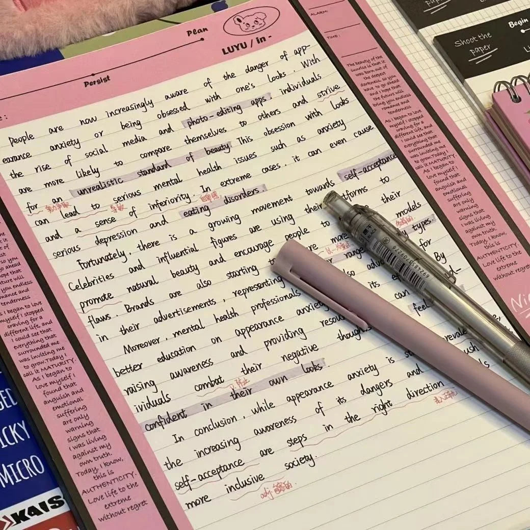 ELMAS Milk Salty Black Pink B5 Tearable Kawaii Notebook - Al Masam Stationery LLC