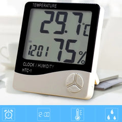 ELMAS Modern Digital Desk Clock with Temp & Humidity Display