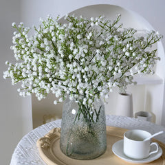 ELMAS Elegant 90 Heads White Artificial Flowers Bouquet Decor