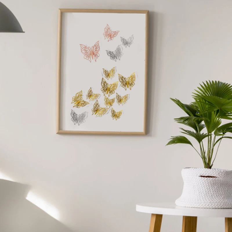 ELMAS 12pcs 3D Hollow Butterflies Wall Stickers DIY - Al Masam Stationery LLC
