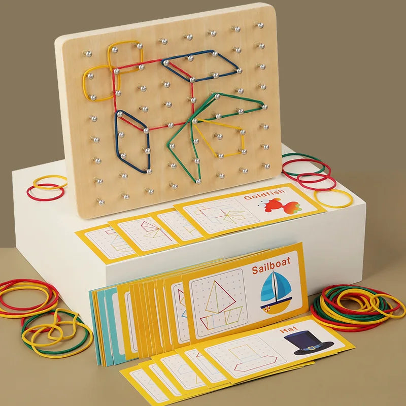 ELMAS Wooden Puzzle Toys Geometric Shape Nailboard Game - Al Masam Stationery LLC