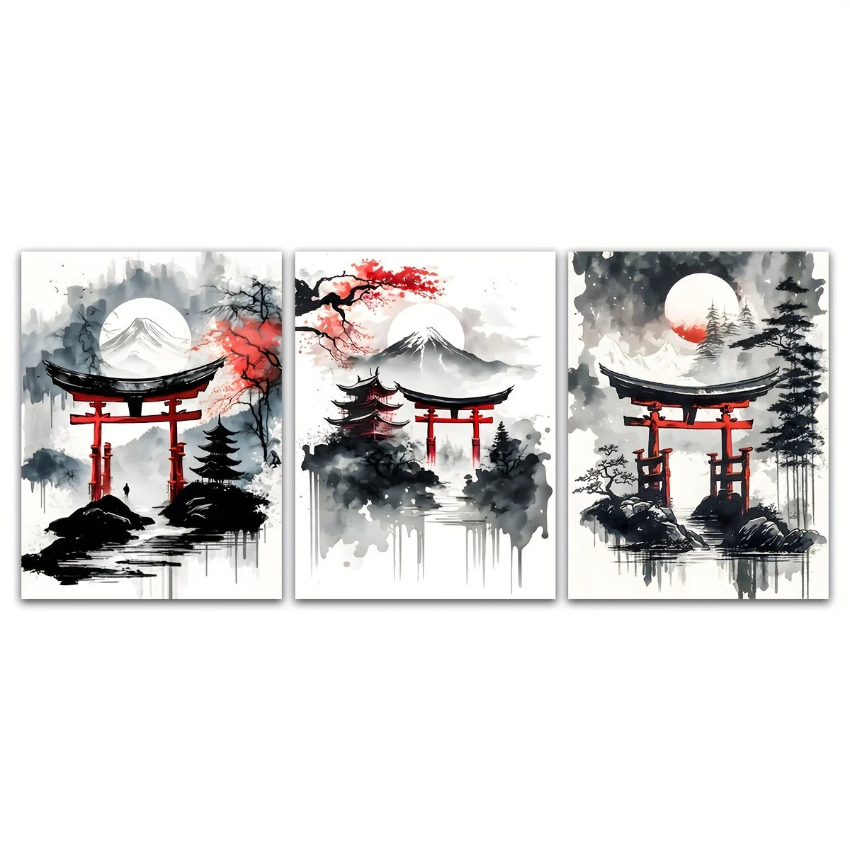 ELMAS Elegant Japanese Landscape Canvas Art Set - Al Masam Stationery LLC