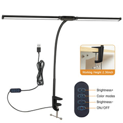 ELMAS Dimmable LED Desk Lamp with Dual/Single Head Design