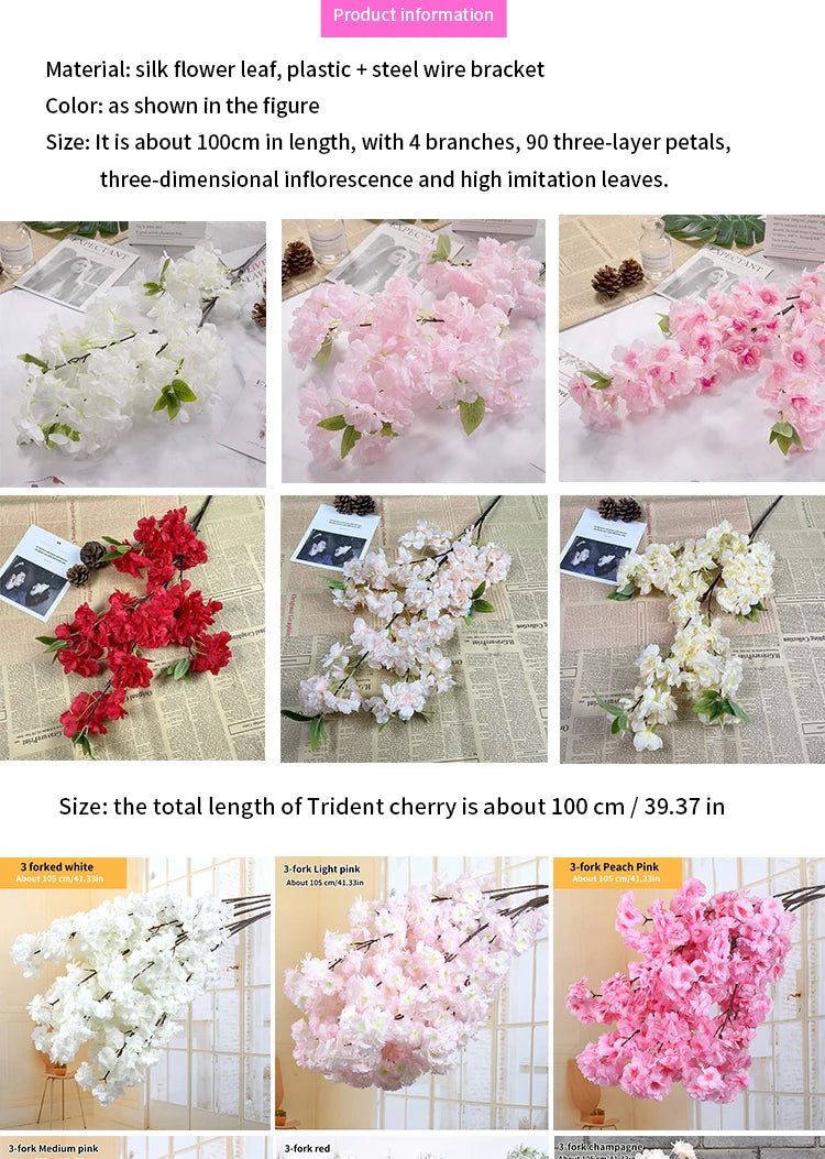 ELMAS Elegant Cherry Blossom Silk Branch Decor - Al Masam Stationery LLC