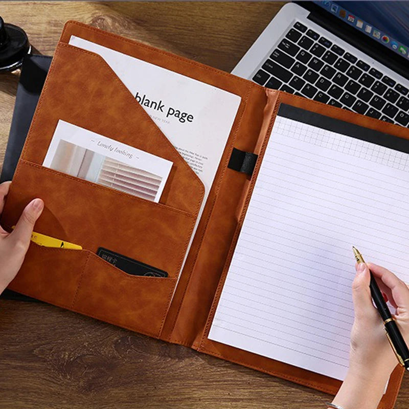ELMAS Premium A4 Leather Padfolio & Clipboard Organizer - Al Masam Stationery LLC