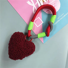 ELMAS Heart Plush Keychain with Colorful Lanyard