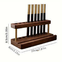 ELMAS Elegant Walnut Wood Desk Organizer & Phone Stand