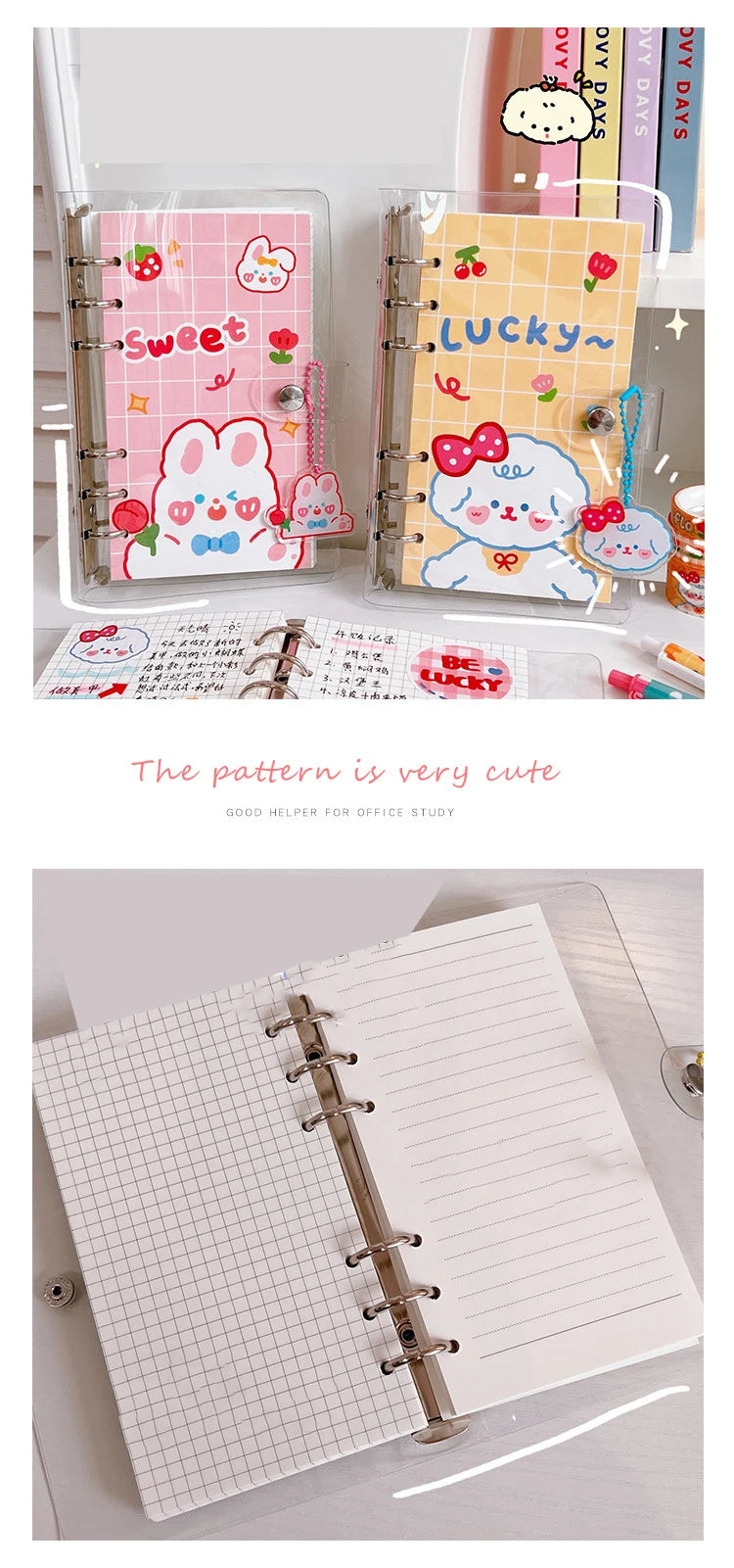 ELMAS Kawaii PVC Loose-leaf Notebook Cover DIY Journal - Al Masam Stationery LLC