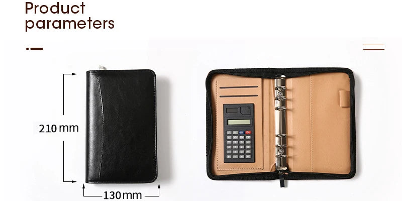 ELMAS Stylish A6 Leather Binder Planner with Calculator - Al Masam Stationery LLC