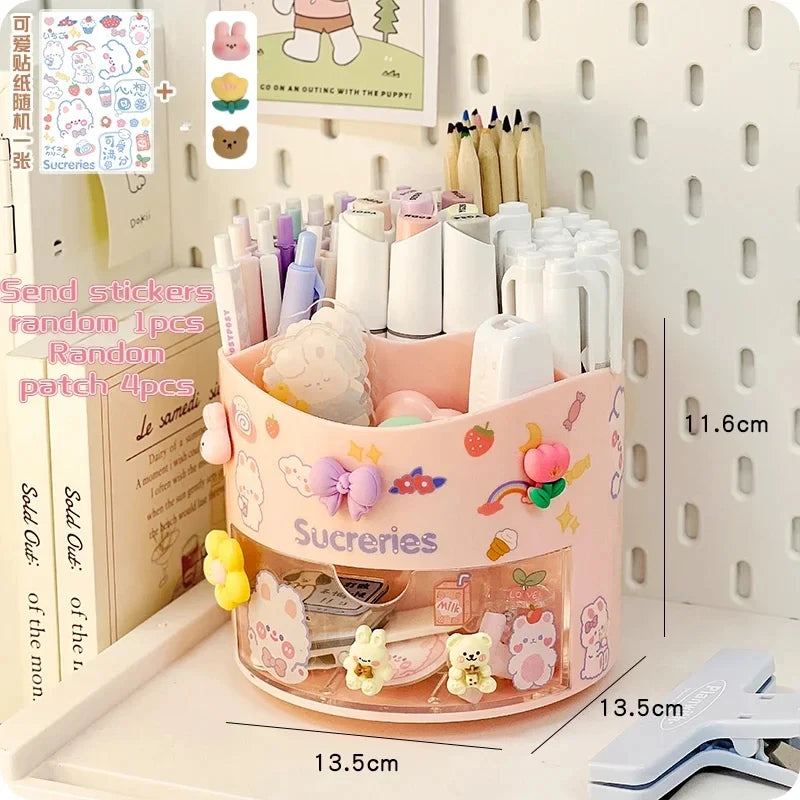 ELMAS Kawaii Rotating Pen Holder & Stationery Organizer Box - Al Masam Stationery LLC