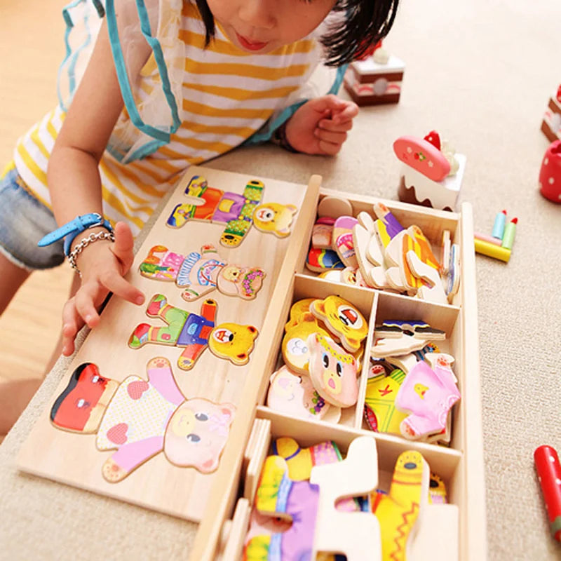ELMAS Cartoon Change Clothes Wooden Puzzle Game for Kids - Al Masam Stationery LLC