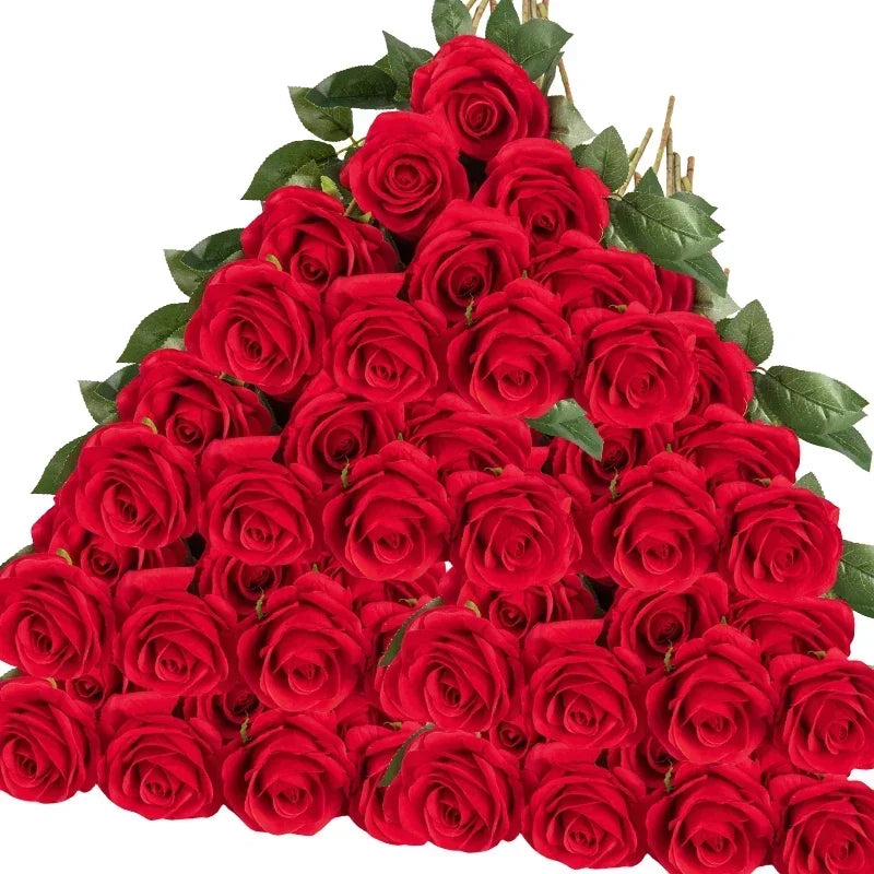 ELMAS 50 Pcs Velvet Rose Artificial Flowers for Decor - Al Masam Stationery LLC