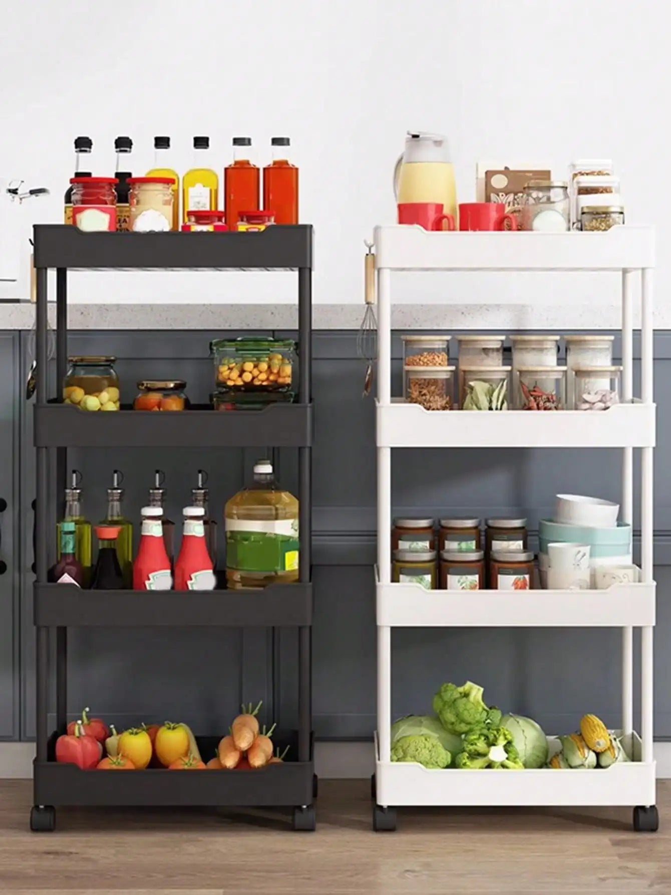 ELMAS 1pcs 3/4 Tier Rolling Utility Cart Storage Shelf - Al Masam Stationery LLC