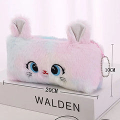 ELMAS Adorable Plush Cat Pencil Case for School Supplies