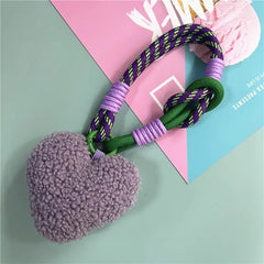 ELMAS Heart Plush Keychain with Colorful Lanyard