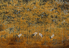 ELMAS Custom 3D Wallpaper Mural Bamboo Leaf Crane Decor - Al Masam Stationery LLC