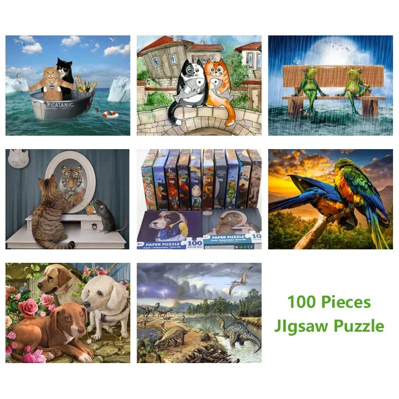 ELMAS: 100 Pieces Cartoon Animals Jigsaw Puzzle Fun - Al Masam Stationery LLC