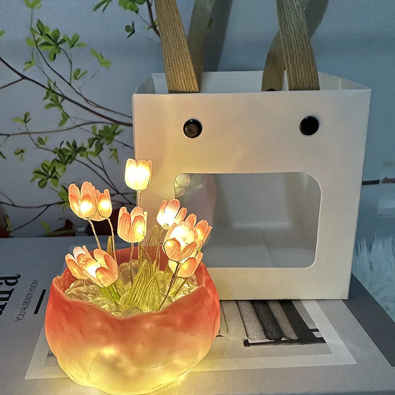 ELMAS LED DIY Mini Tulip Night Light Cute Home Decor - Al Masam Stationery LLC
