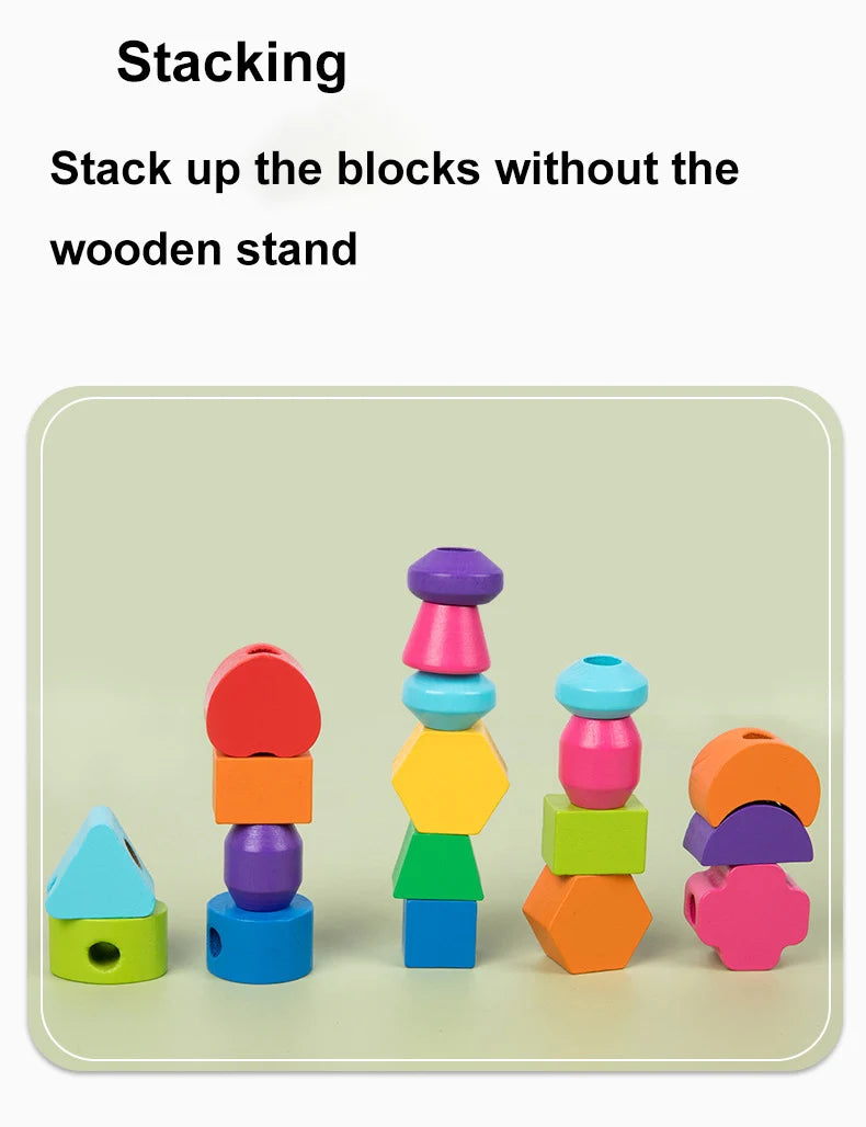 ELMAS Montessori Wooden Beads Sequencing Toy Set Fun - Al Masam Stationery LLC