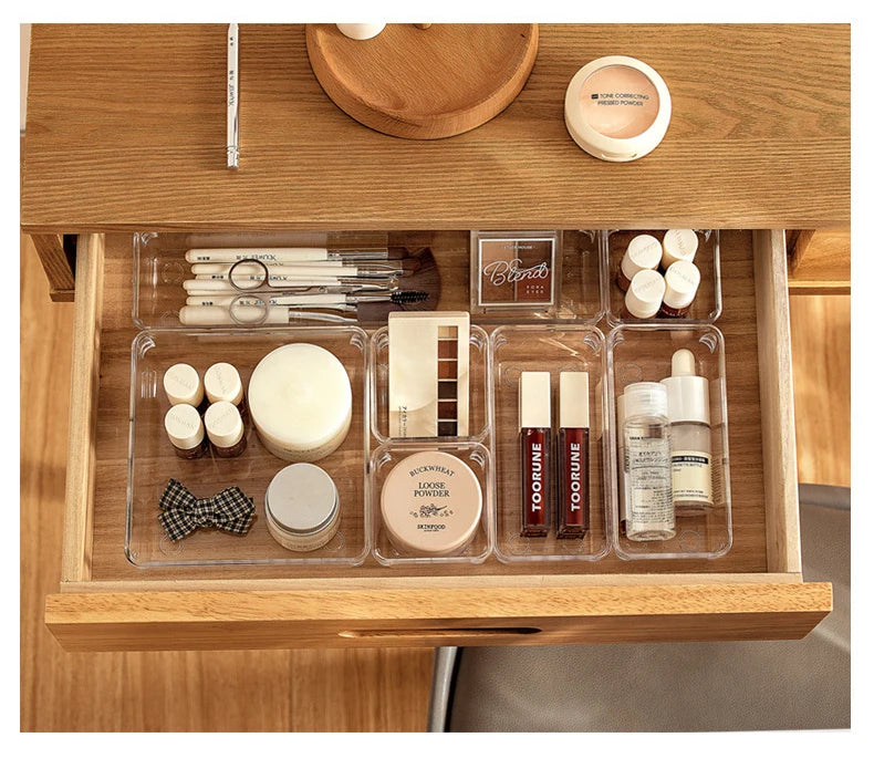 ELMAS Clear Acrylic Makeup Layered Storage Box for Desk - Al Masam Stationery LLC