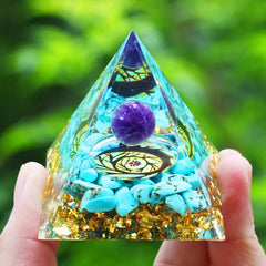 ELMAS Healing Amethyst Energy Pyramid for Balance