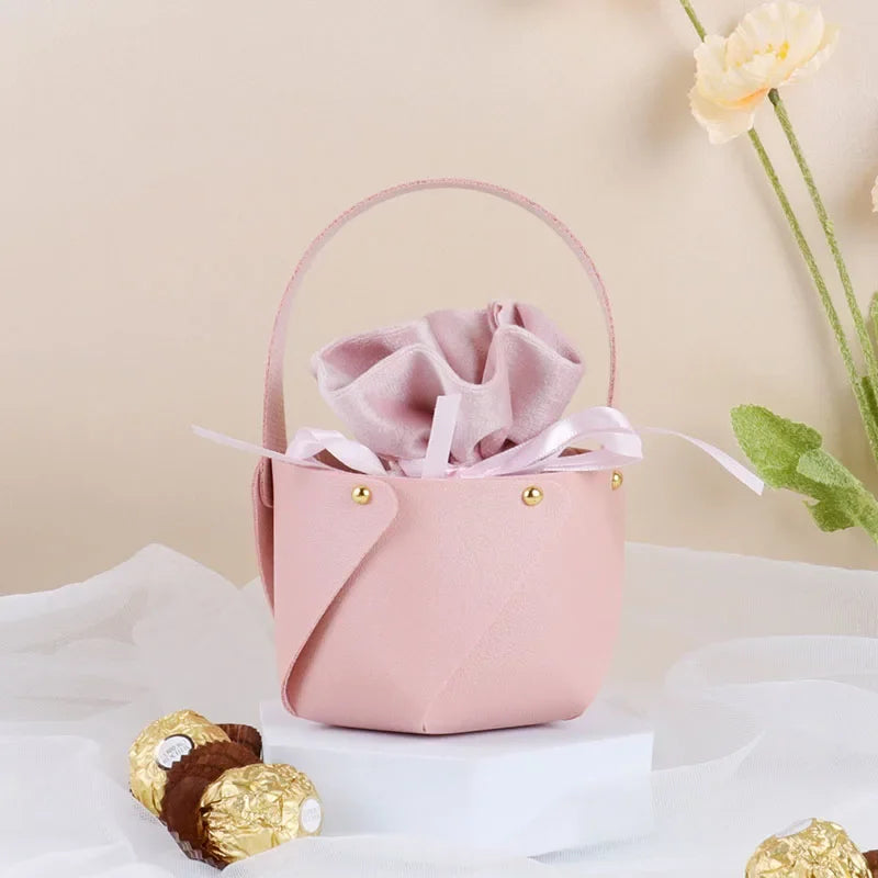 ELMAS Stylish Leather Gift Bag With Velvet Candy Box - Al Masam Stationery LLC