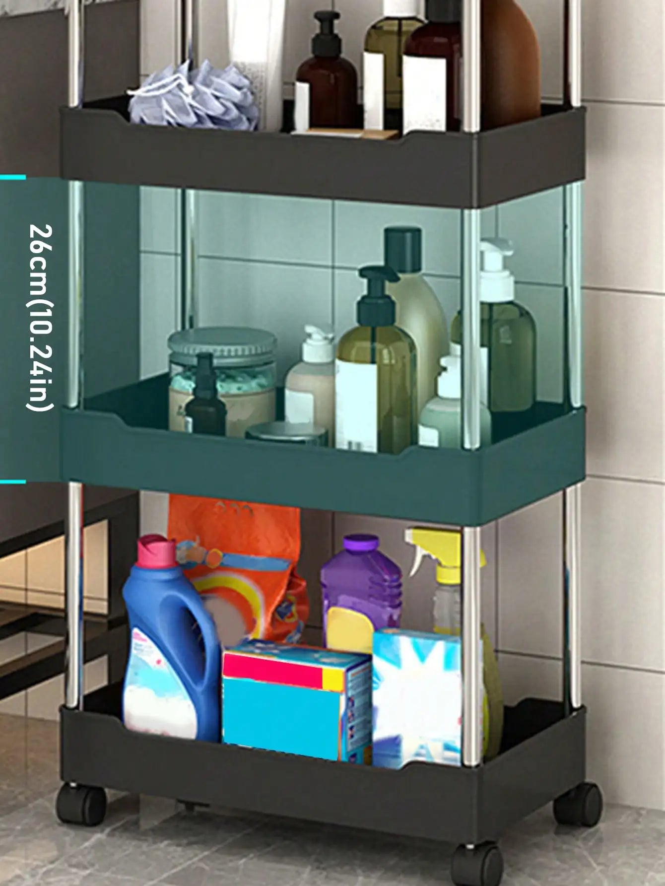 ELMAS 1pcs 3/4 Tier Rolling Utility Cart Storage Shelf - Al Masam Stationery LLC