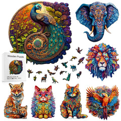 ELMAS Wooden Puzzle Gifts - Cat & Peacock Intelligence Game - Al Masam Stationery LLC