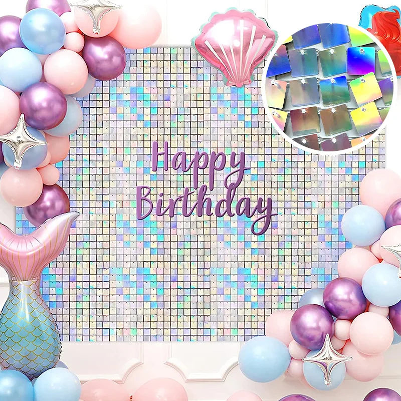 ELMAS 24 Pcs Shimmer Sequin Backdrop Blue Black Decor - Al Masam Stationery LLC