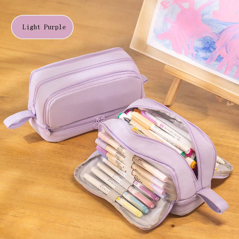 ELMAS Stylish Purple 3/4 Compartment Pencil Case for Kids - Al Masam Stationery LLC